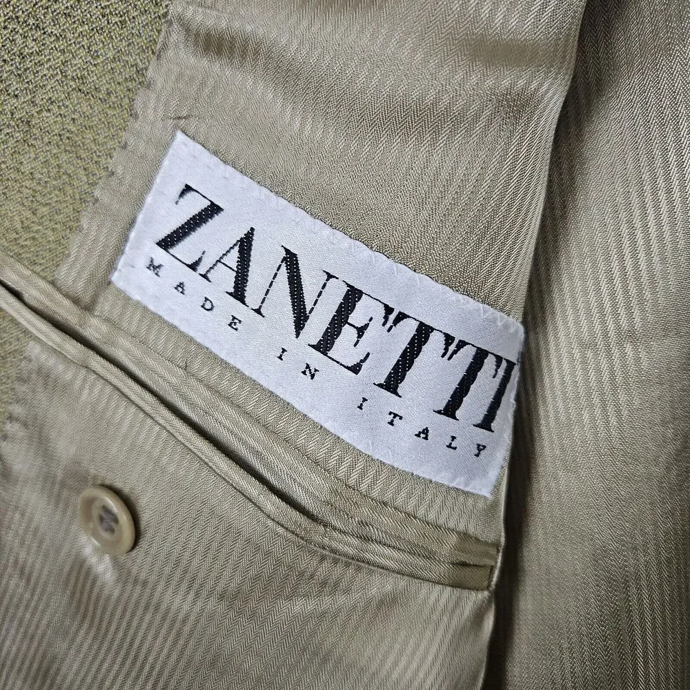 Zanetti Men's Blazer Yellow-Green Size 43R‎ Bozzalla & Lesna Super 100s Wool